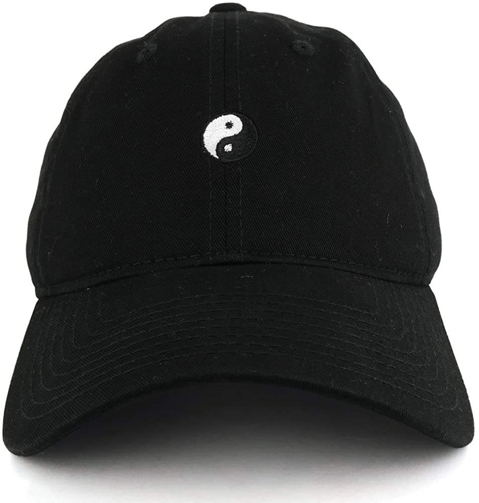 Small Yin Yang Embroidered Washed Cotton Soft Crown Adjustable Dad Hat