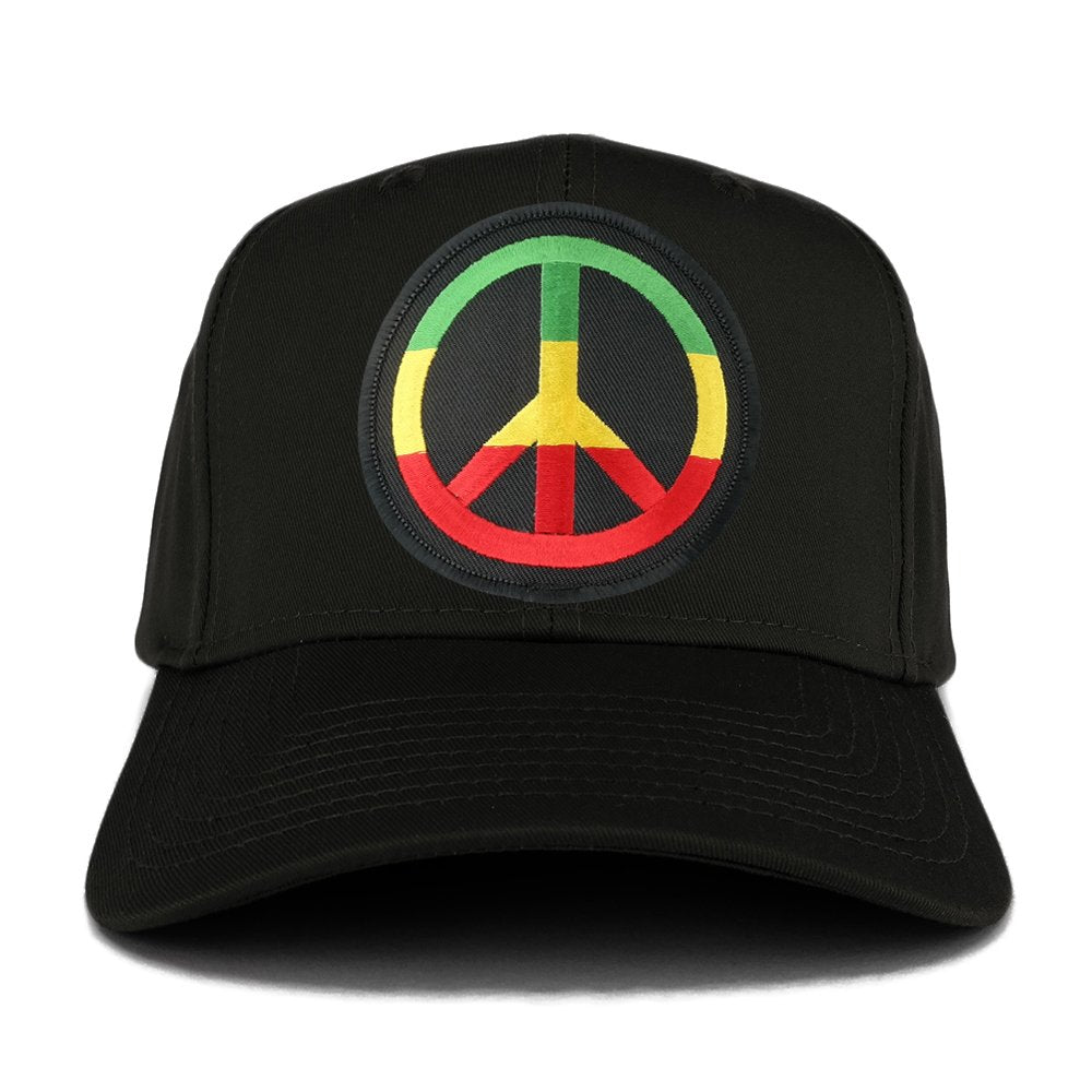 Rasta Peace Symbol Embroidered Iron on Circle Patch Ajustable Baseball