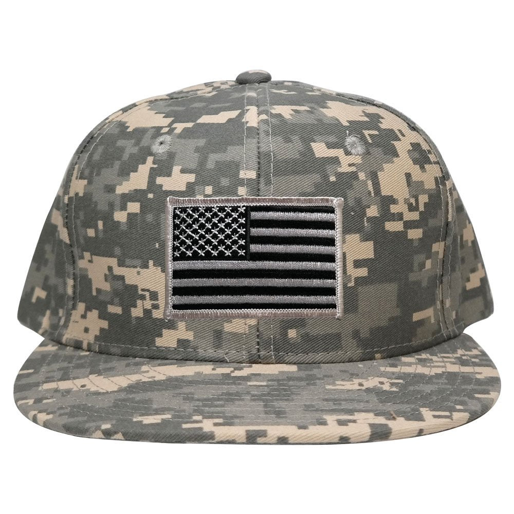 Armycrew Flat Bill Digital Camo American Flag Patch Snapback Cap - ACU