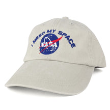 NASA I Need My Space Embroidered Washed Cotton Cap (One Size, White)