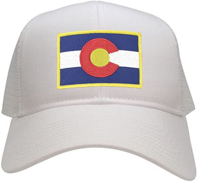 Colorado Western State Flag Embroidered Iron on Patch Adjustable Mesh Trucker Cap