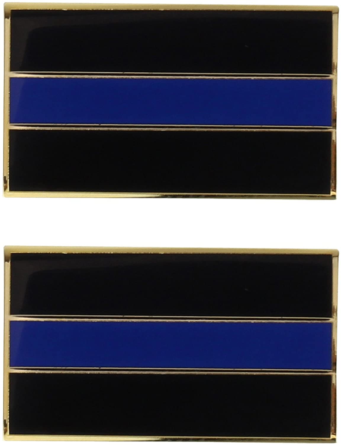 Armycrew Metallic Thin Blue Line Law Enforcement Support Badge Lapel P