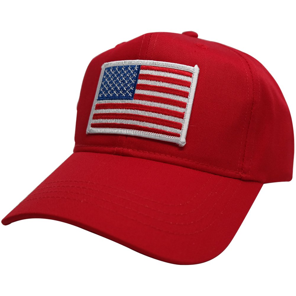 Armycrew Youth American Flag Embroidered White Patch Cotton Twill Cap (Youth Size, Black)