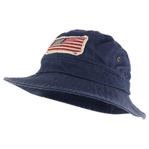 Armycrew Frayed USA Flag Washed Style Twill Cotton Bucket Hat