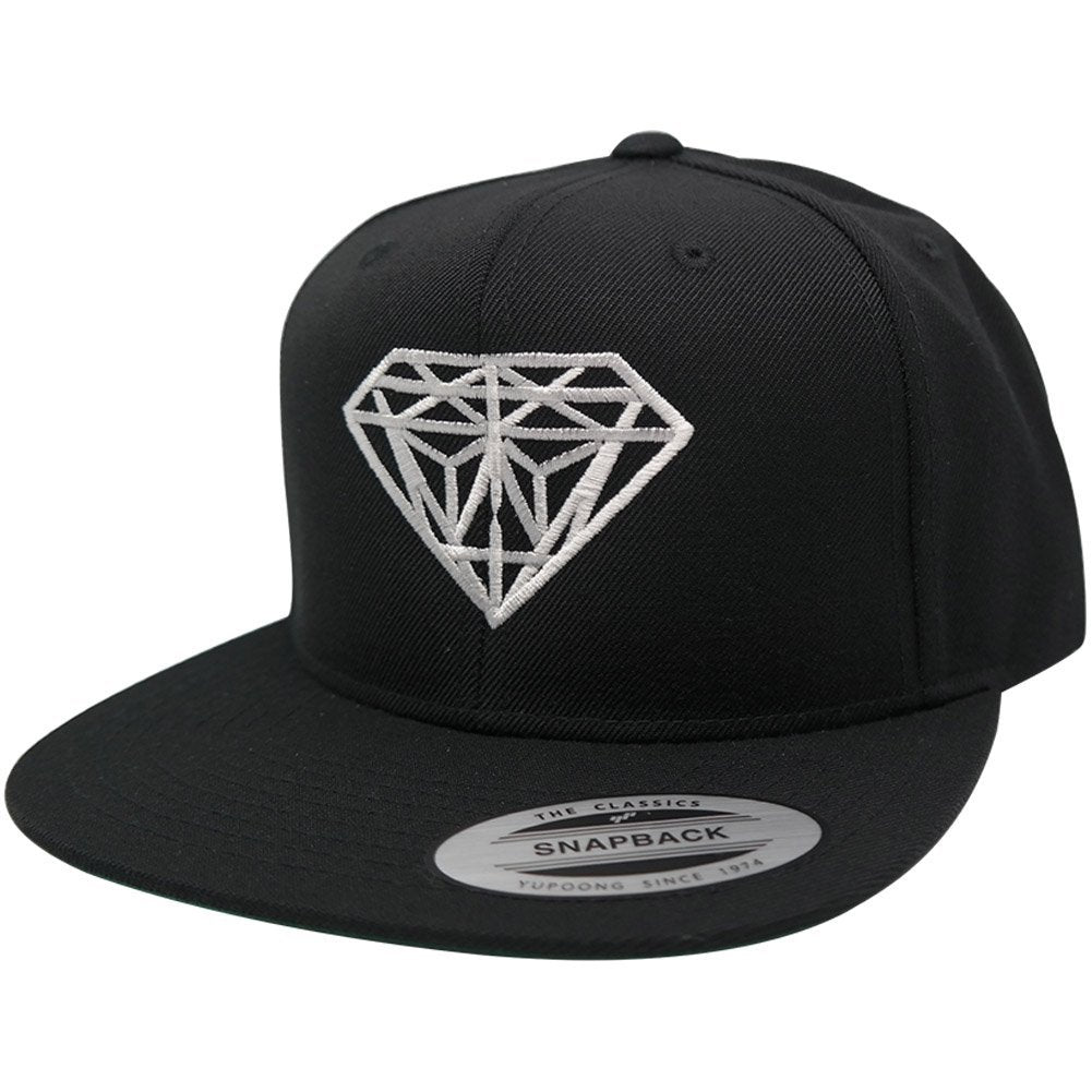 Black Flexfit Diamond Embroidered Flat with - Cap Snapback Metall Bill