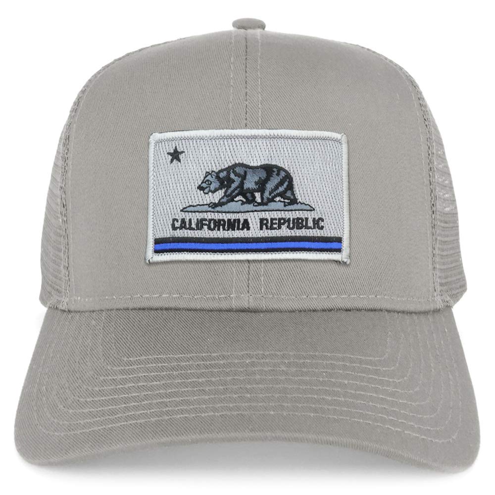 Armycrew California Thin Blue Line Flag Patch Structured Mesh Trucker Cap