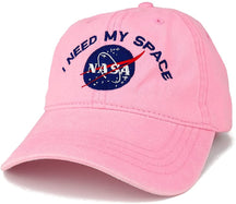 NASA I Need My Space Embroidered Washed Cotton Cap (One Size, White)