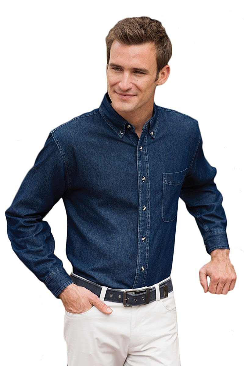 Blue Ranchwear Men's Long Sleeve Pearl Snap Heavy Western Denim Shirt -  Country Outfitter