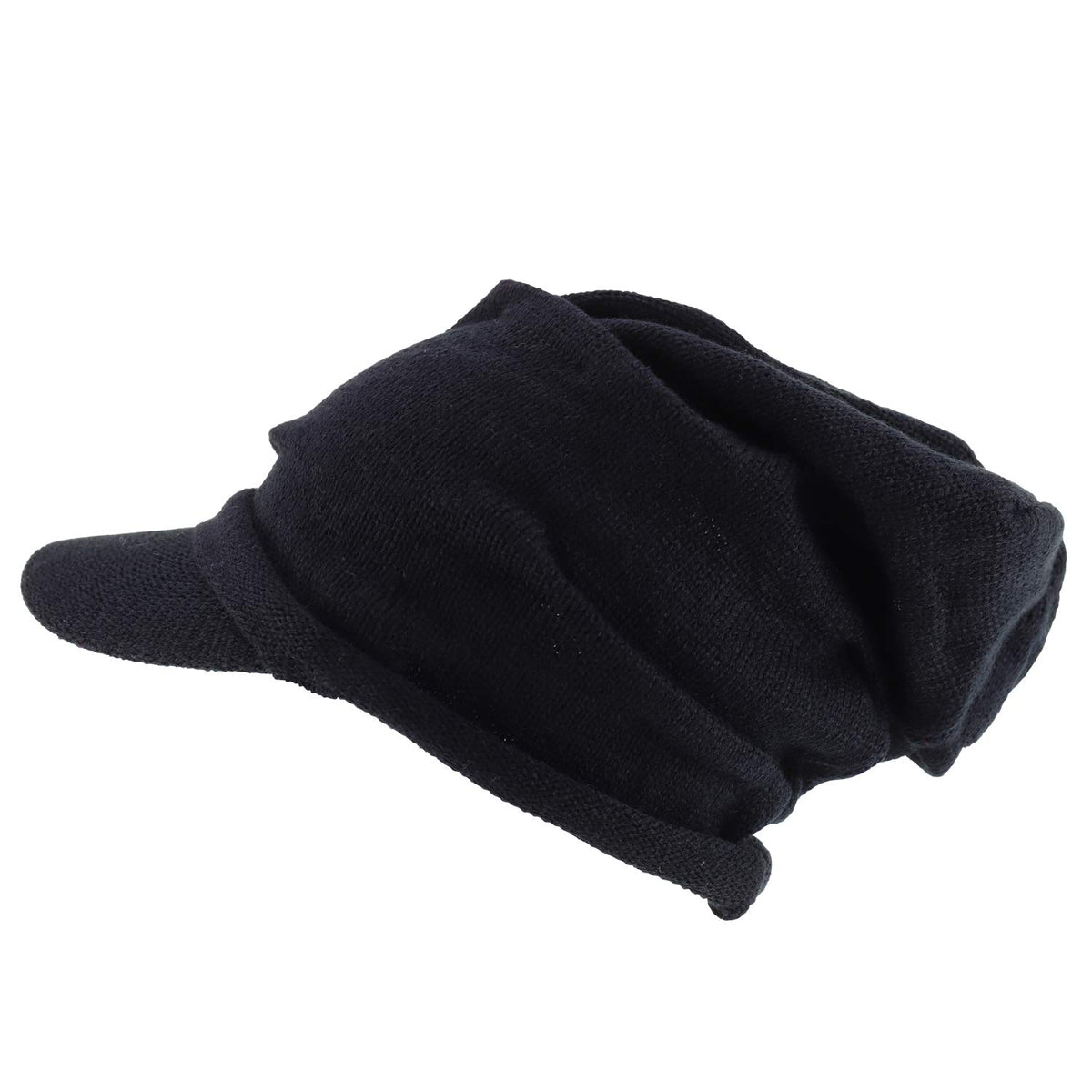 Armycrew Deep Crown Wrinkled Knit Slouch Rasta Beanie Visor