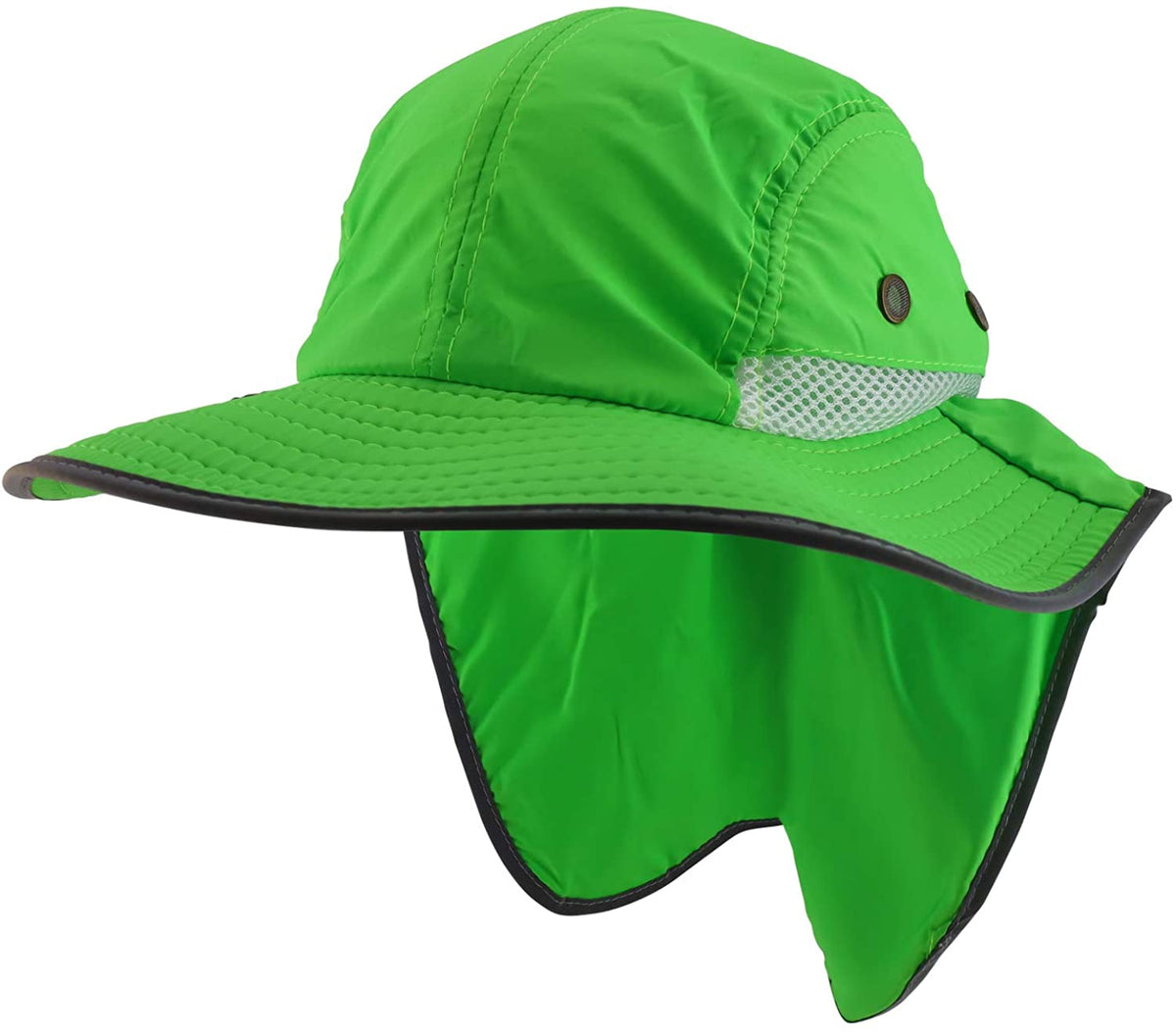 Armycrew High Visibility Outdoor Full Brim Hat with Back Flap Reflective Tape