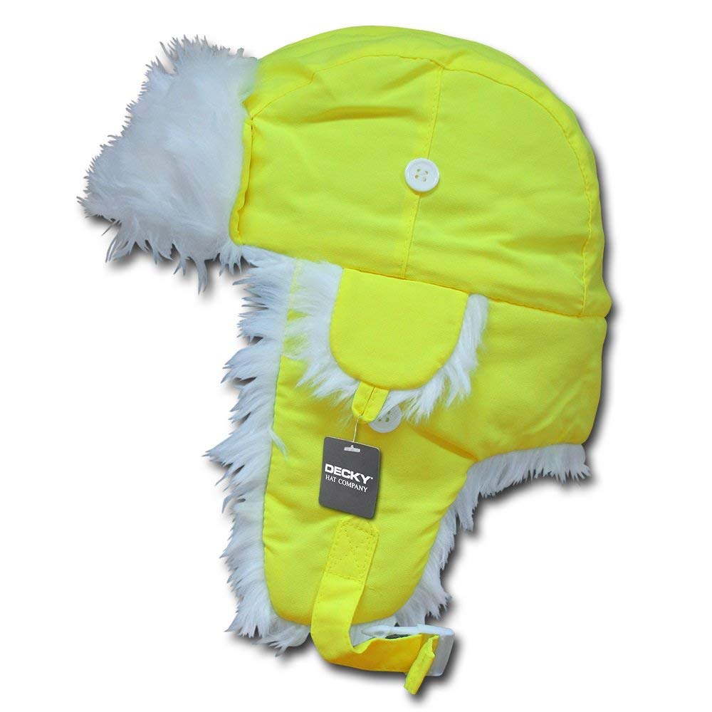 Neon Green Aviator Faux Fur Ski Winter Trooper Trapper Ear Flap Hat ~ S/M