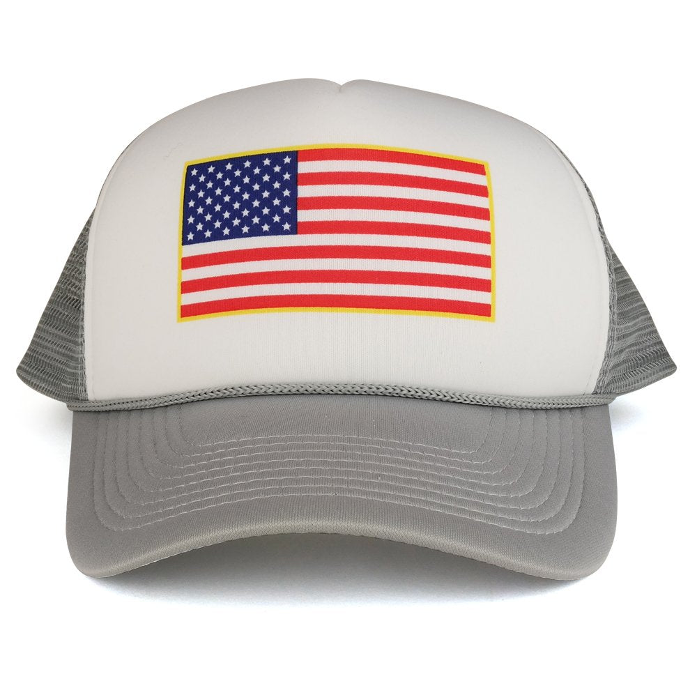 Armycrew American Flag Printed Foam Mesh Back Two Tone Trucker Cap