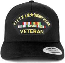 Armycrew Flexfit Oversize XXL Vietnam Desert Storm Veteran Patch Retro Trucker Mesh Cap