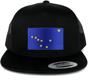 Armycrew Oversize XXL New Alaska State Flag Patch 5 Panel Snapback Mesh Cap - Black