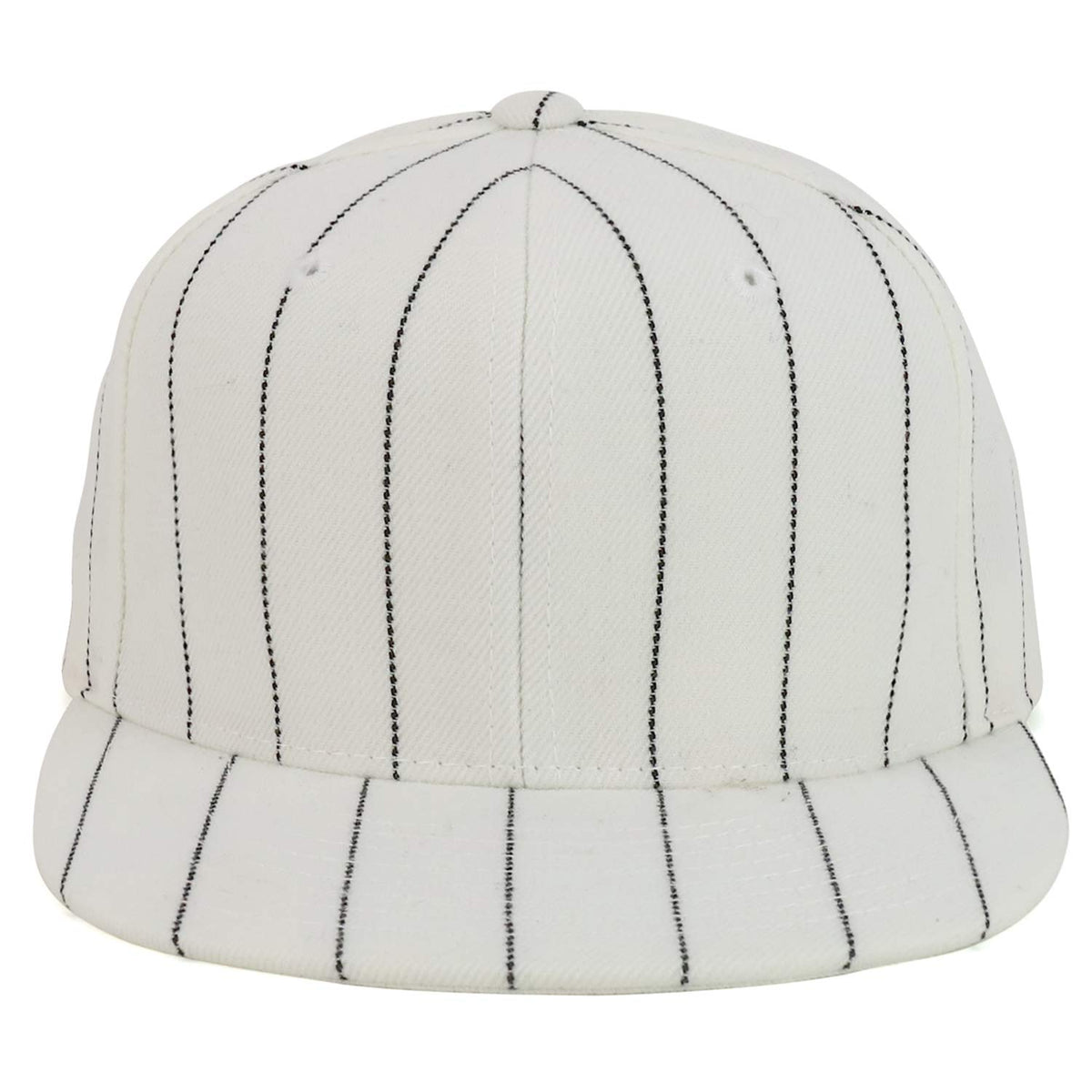 Armycrew Pin Striped Structured Flatbill Fitted Baseball Cap - White - 7