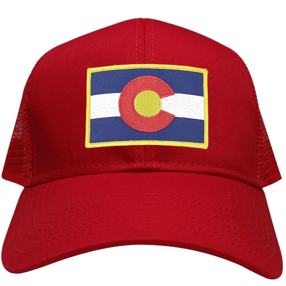 Colorado Western State Flag Embroidered Iron on Patch Adjustable Mesh Trucker Cap