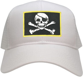 Jolly Rogers Military Skull Embroidered Iron on Patch Adjustable Mesh Trucker Cap