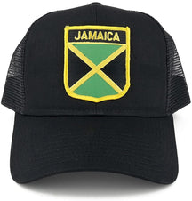 Jamaica Flag Shield Embroidered Iron on Patch Adjustable Mesh Trucker Cap