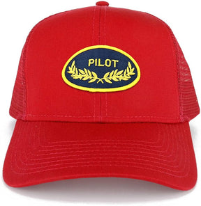 Armycrew Pilot Oak Leaf Oval Embroidered Patch Snapback Mesh Trucker Cap