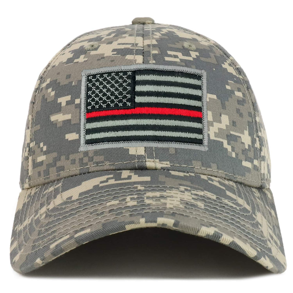 Armycrew Thin Red Line American Flag Patch Camouflage Structured Baseball Cap - ACU