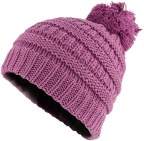 Armycrew Kids Winter Solid Ribbed Beanie Hat with Pom Pom - Beige