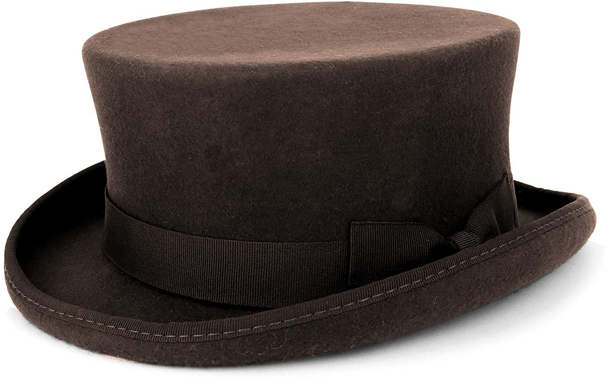 Armycrew Men's 100% Wool Felt Classic Genuine Top Hat with Grosgrain Band