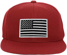 Armycrew Youth Kid Size Black White American Flag Patch Flat Bill Snapback Baseball Cap