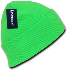 DECKY High Visibility Neon Colored Cuffed Long Beanie Winter Hat