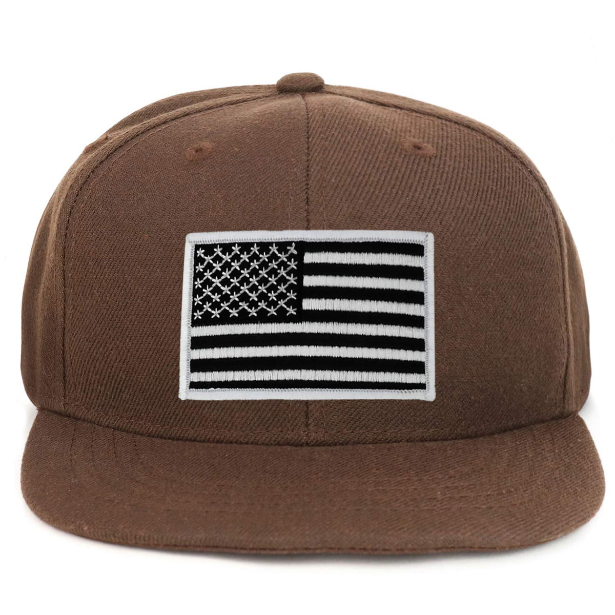 Armycrew Youth Kid Size Black White American Flag Patch Flat Bill Snapback Baseball Cap