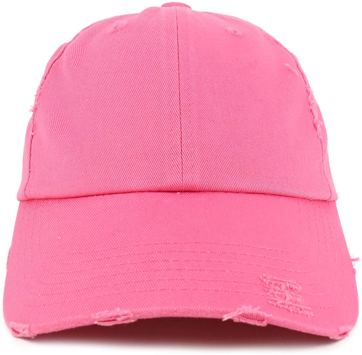 Armycrew Low Profile Distressed Frayed Cotton Twill Baseball Cap Dad Hat - Pink