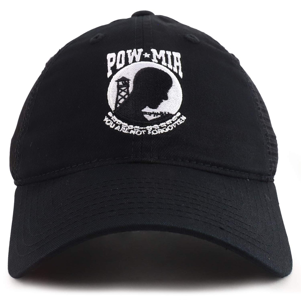 Rapid Dominance POW MIA Embroidered Low Profile Cotton Adjustable Trucker Mesh Cap