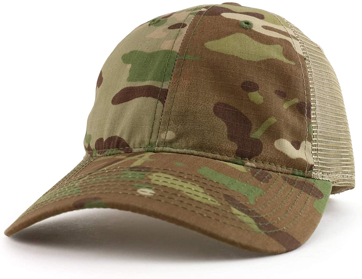 Armycrew Soft Low Profile Ripstop Authentic Multicam Mesh Back Trucker Cap