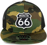 Armycrew Route 66 Black White Patch Camo Snapback Mesh Flatbill Baseball Cap