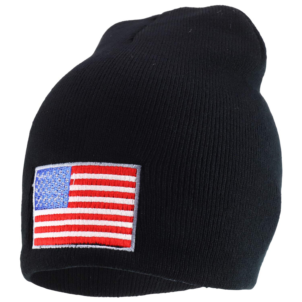 Rapid Dominance USA American Flag Embroidered Acrylic Short Beanie Hat