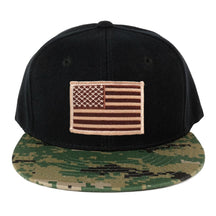 USA American Flag Embroidered Iron on Patch Camo Bill Snapback Cap - MCU