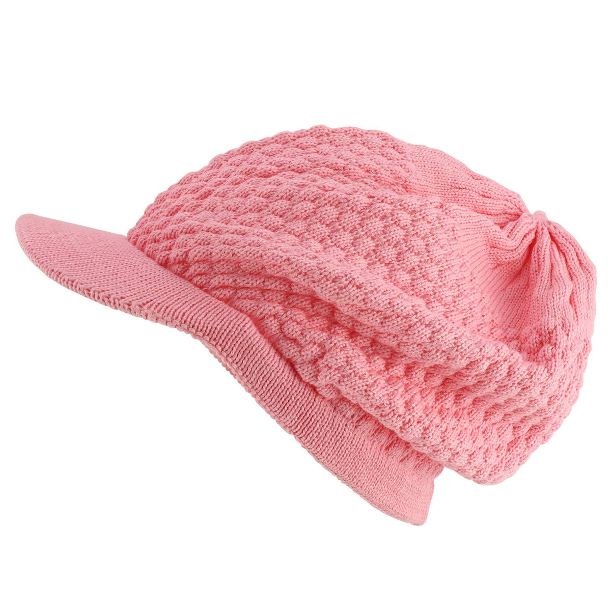 Armycrew Rastafarian Dreadlock Knit Oversized Slouch Cotton Visored Beanie - Pink