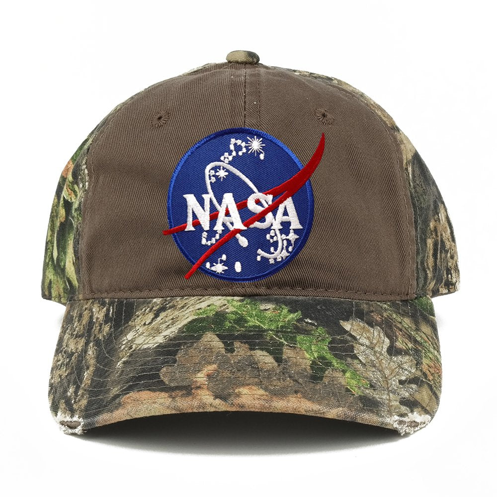 NASA Insignia Meatball Embroidered Patch Mossy Oak Realtree Camo Adjustable Cap