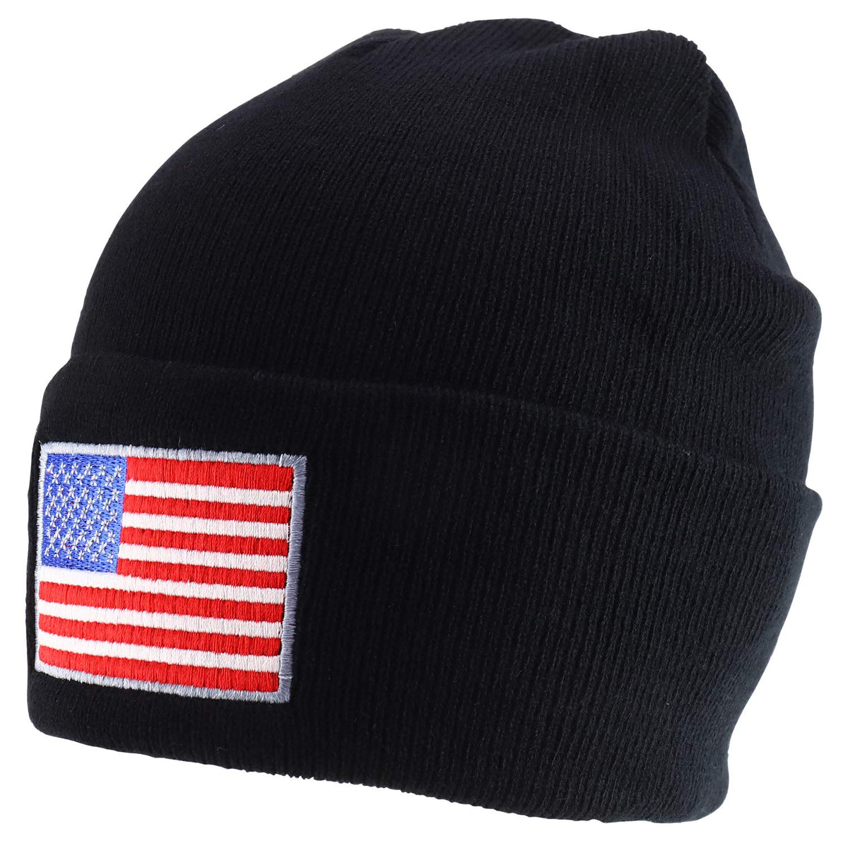 Rapid Dominance USA American Flag Embroidered Acrylic Cuff Folded Beanie Hat