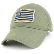 Armycrew USA Stone Thin Blue Flag Tactical Patch Cotton Adjustable Trucker Cap