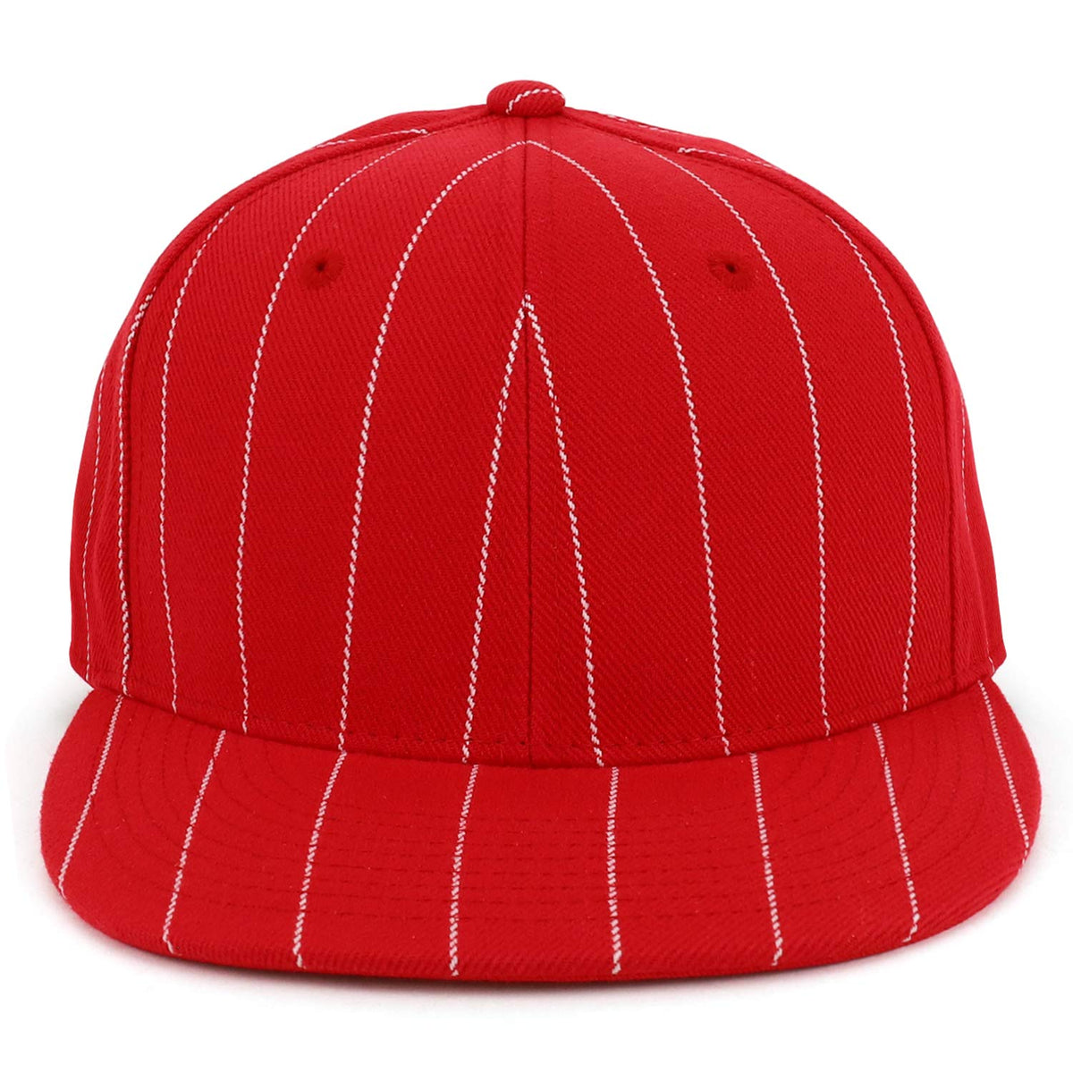 Armycrew Pin Striped Structured Flatbill Fitted Baseball Cap - Red - 7 1/4