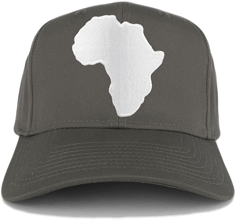 Solid White African Map Embroidered Iron on Patch Adjustable Baseball Cap