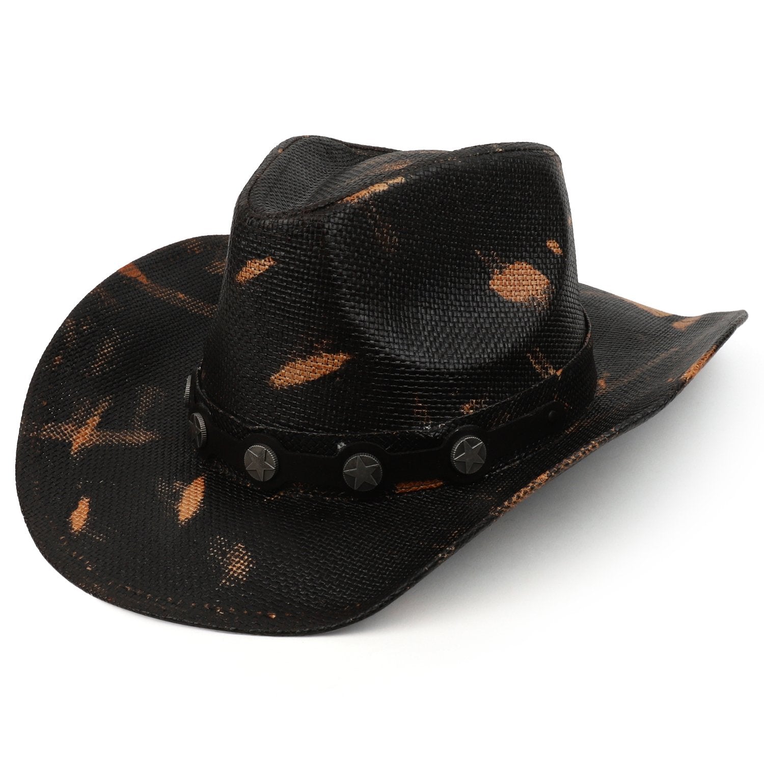 Armycrew Paper Straw Toyo Western Black Cowboy Cowgirl Hat