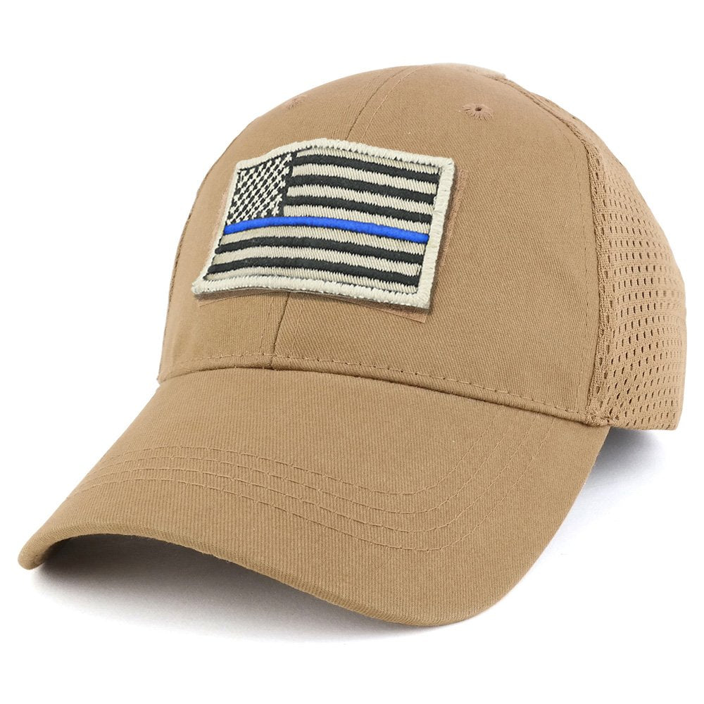 Armycrew USA Stone Thin Blue Flag Tactical Patch Cotton Adjustable Trucker Cap