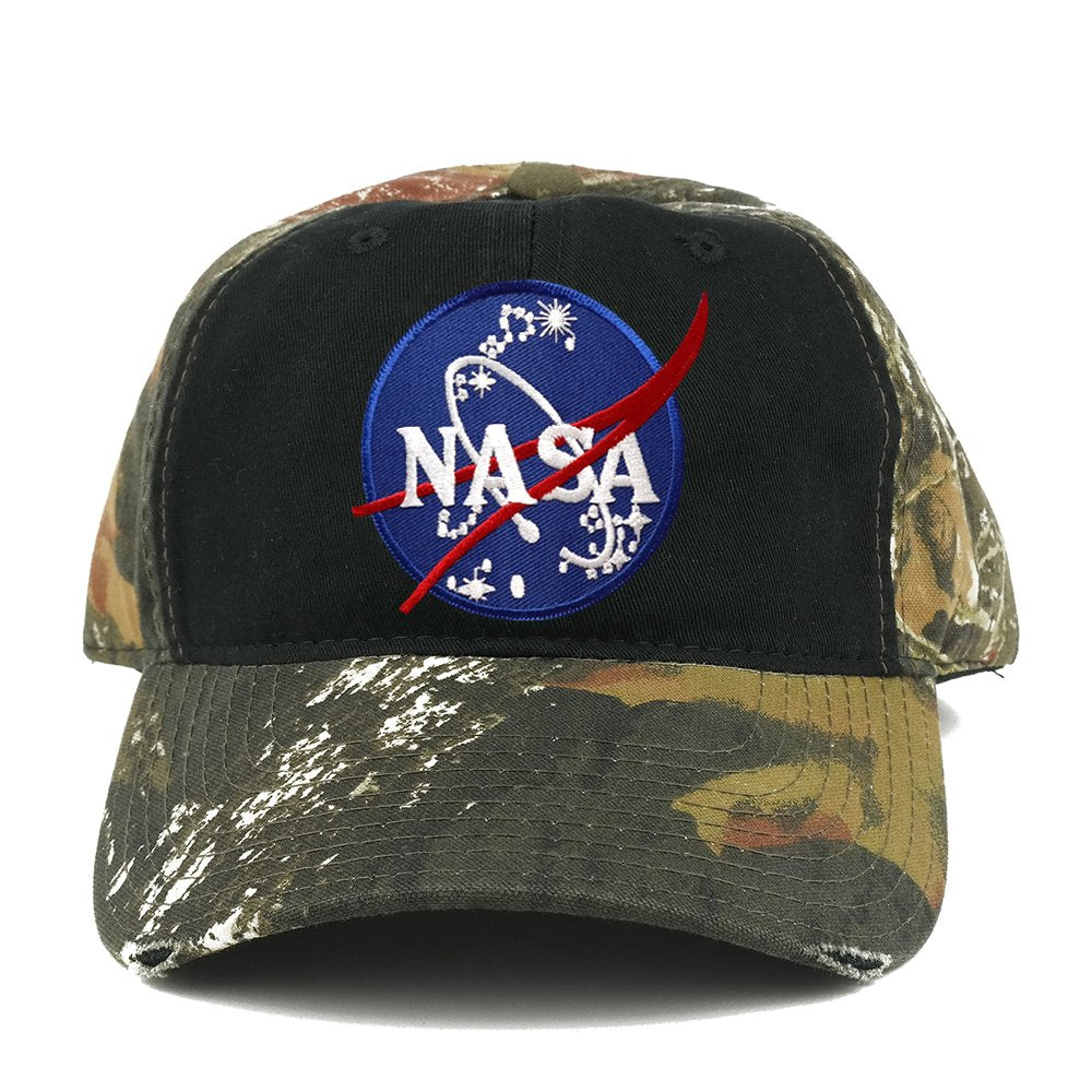 NASA Insignia Meatball Embroidered Patch Mossy Oak Realtree Camo Adjustable Cap