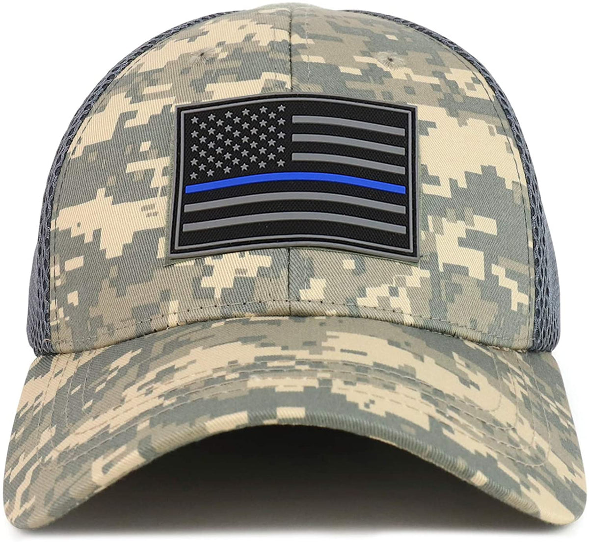 Armycrew Thin Blue Line American Flag 3D Rubber Tactical Patch Air Mesh Flex Cap