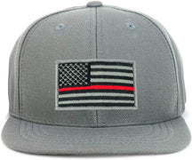 Armycrew Youth Kid Size Thin Red Line American Flag Patch Flat Bill Snapback Baseball Cap