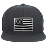 Armycrew Youth Kid Size Black White American Flag Patch Flat Bill Snapback Baseball Cap