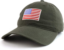 Rapid Dominance American Flag Embroidered Washed Soft Cotton Fitting Cap - Black