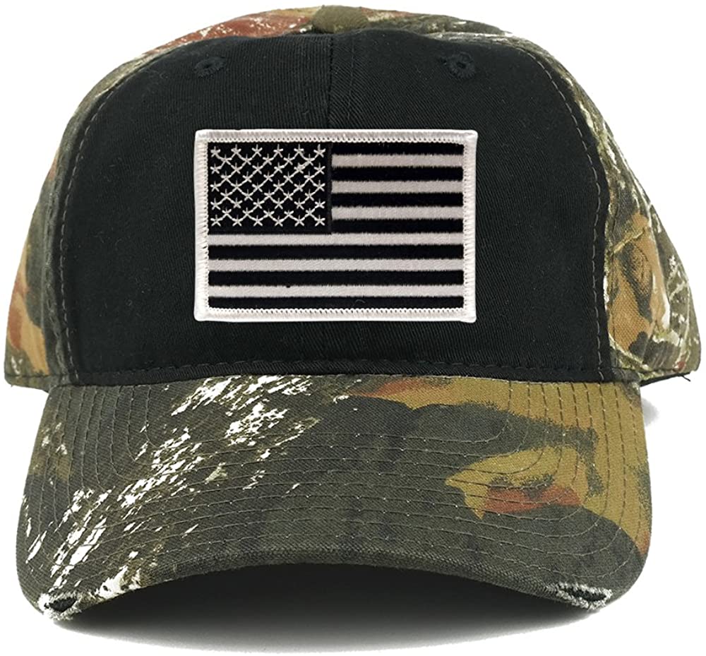 US American Flag Patch Mossy Oak Realtree Camo Adjustable Cap - Black