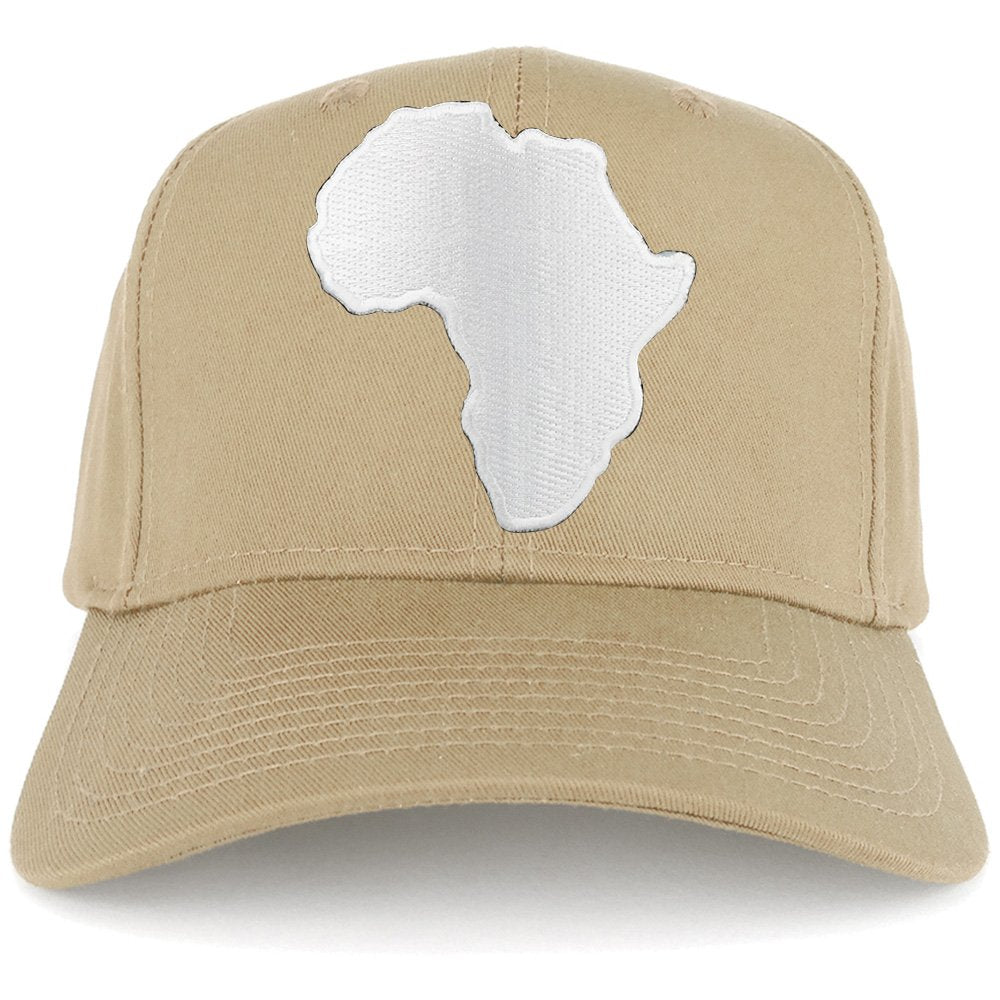 Solid White African Map Embroidered Iron on Patch Adjustable Baseball Cap